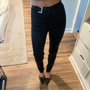 DESIGNER VINTAGE MOSCHINO Black High Waist Belted Pants